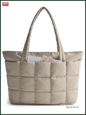 Expandable Puffer Tote Bag Water Resistant 22L to 28L Travel Tote